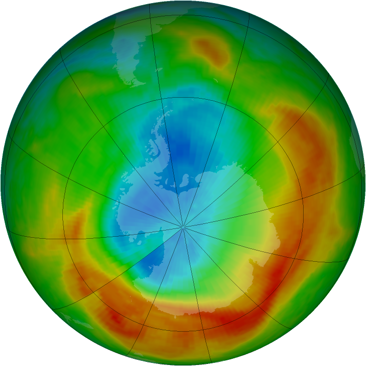 Antarctic ozone map for 27 October 1988